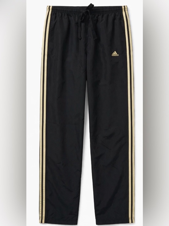 adidas Pants - adidas Black Track Joggers with Gold/Yellow side Stripes Y2K Size L